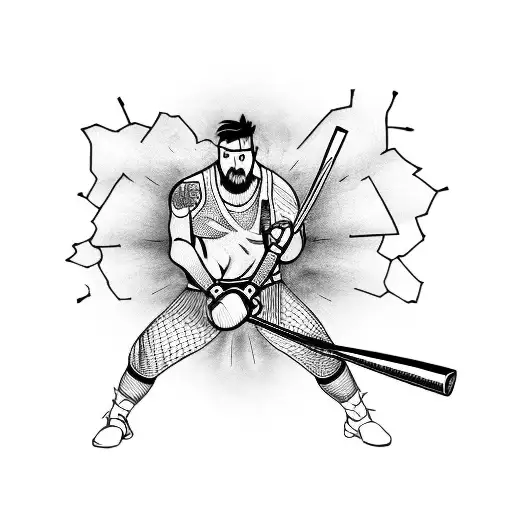 Fighter With Baseball Bat