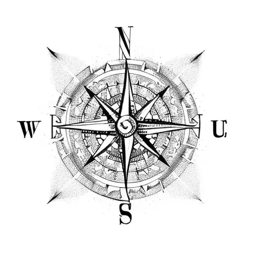 A Vintage-style Compass Surrounded By Delicate Flowers