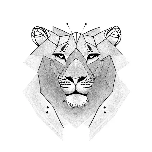 A Lioness And Two Cubs With A Semicolon Incorporated Into The Design