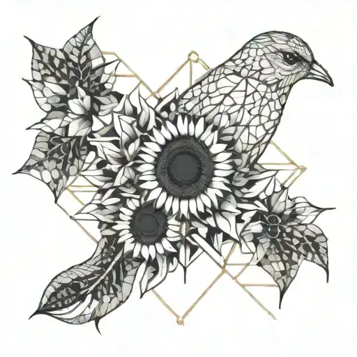 Sunflower And Bird