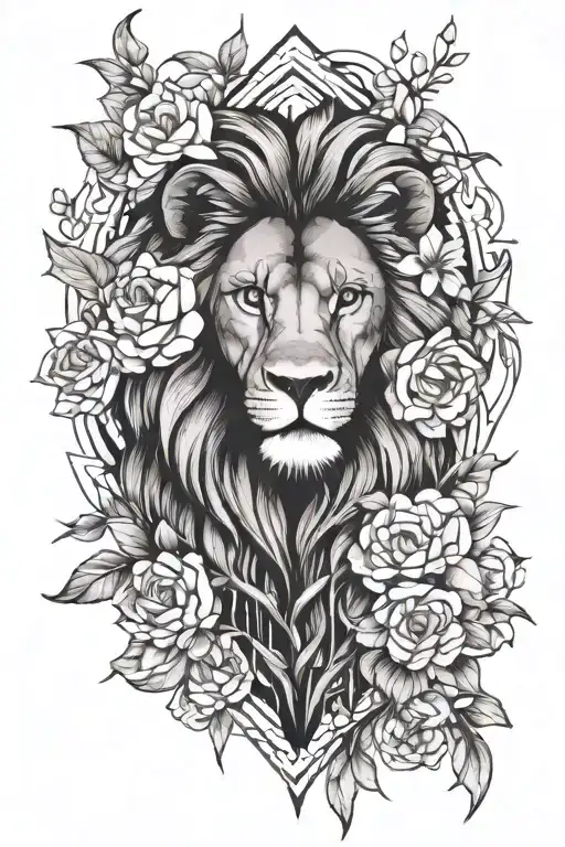 Lion Dagger And Flowers