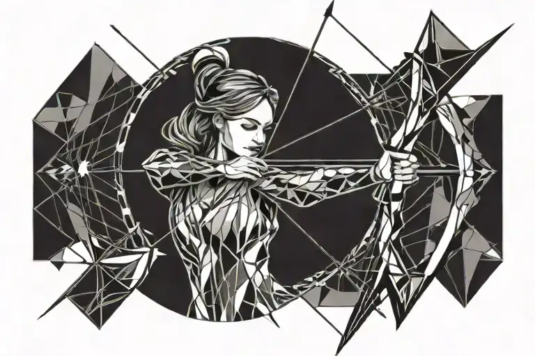 Happy Girl Shoots An Arrow