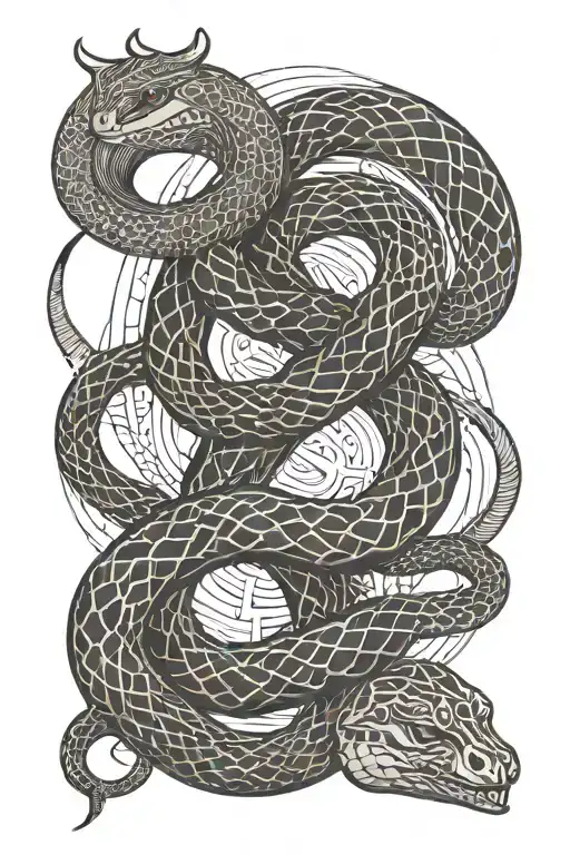 Snake And Crescent And At Its Tip