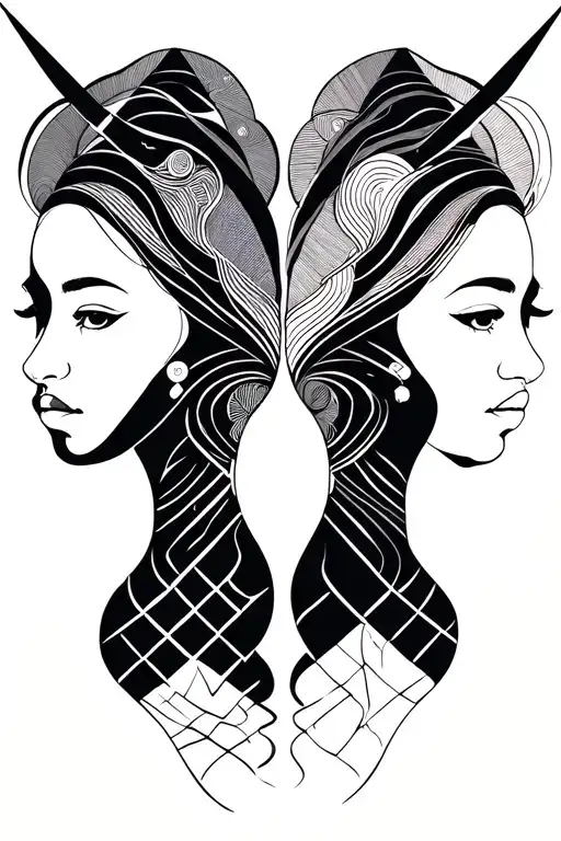 Gemini Sisters Facing Each
