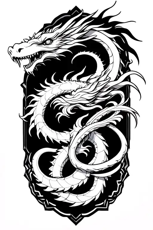 Katana Surrounded Dragon Intertwined