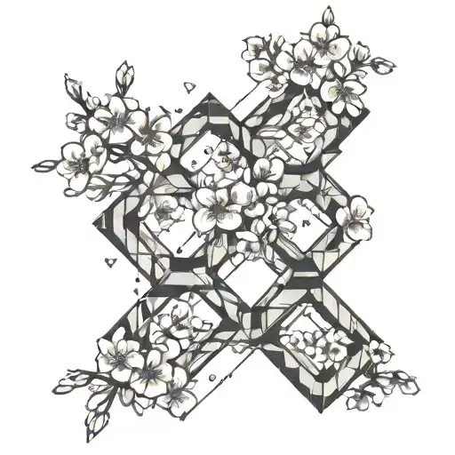 Serotonin Molecule With Mini Cherry Blossoms Falling