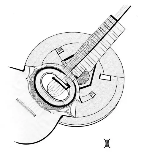 A Detailed Blueprint Of A Guitar With Intricate Joinery Details