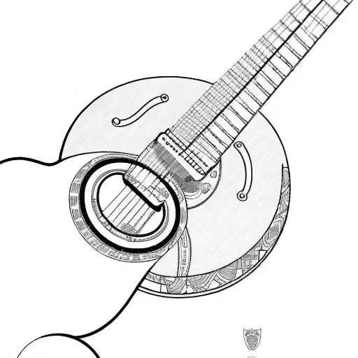A Detailed Blueprint Of A Guitar With Intricate Joinery Details