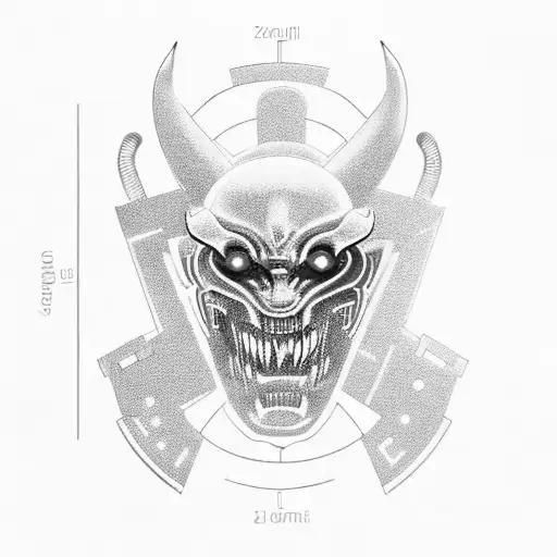 A Car Engine Transformed Into A Mechanical Demon With Glowing Red Eyes