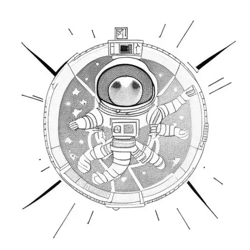 Astronaut Falling From Space With Sun Formed As A Clock
