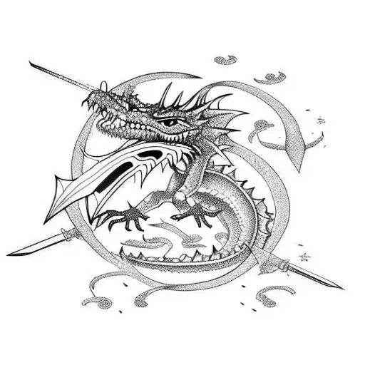 Long Spotted Dragon Swapped Around Sword