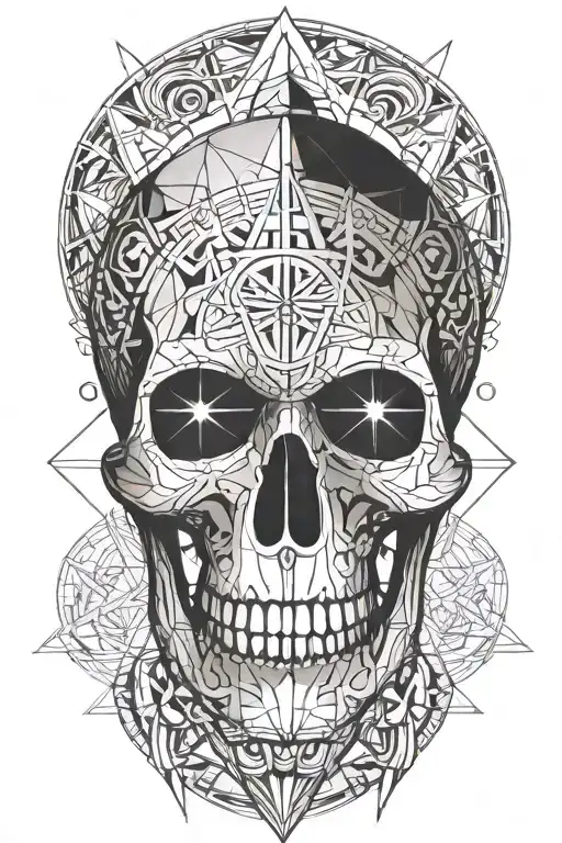 Skull And Third Eye Symbol Integrated