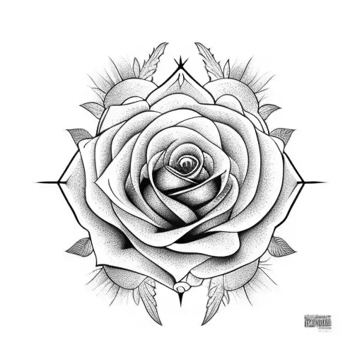 Rose And Thistle Around A Bee With Colours