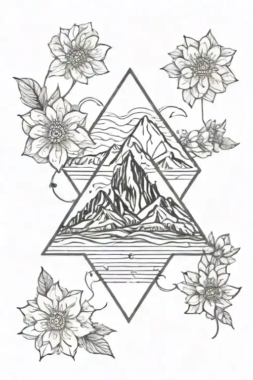 Mountain With Cosmos Flowers Blooming