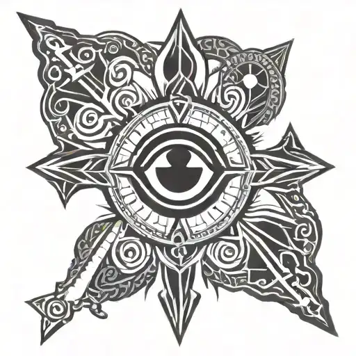 Ankh Symbol With Crown On The Bottom And An Eye