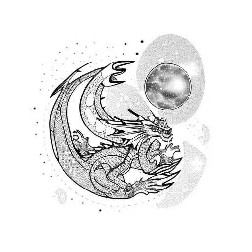 Dragon With Solar System Vertical