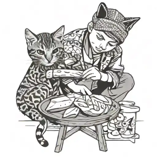 Palestinian Kid Feeding Bread To A Cat