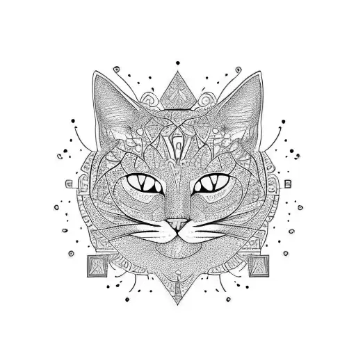A Cat Surrounded By Intricate Geometric Patterns Inspired By Financial Crime Analysis Tools