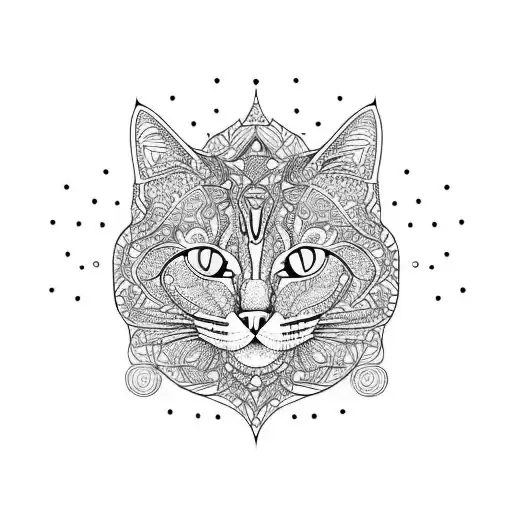 A Cat Surrounded By Intricate Geometric Patterns Inspired By Financial Crime Analysis Tools