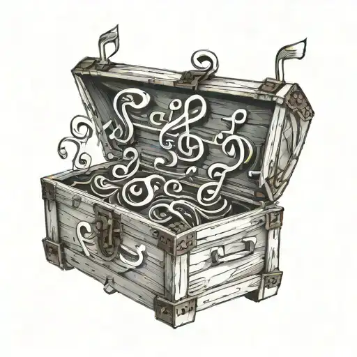 Old Wooden Chest With Music Note Intertwined