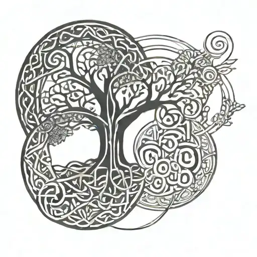 All Celtic's Runes Tree Of Life Growing Together