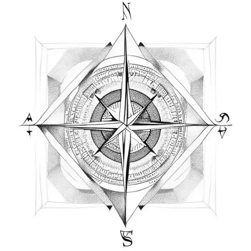 Compass With Small Twin Wolves