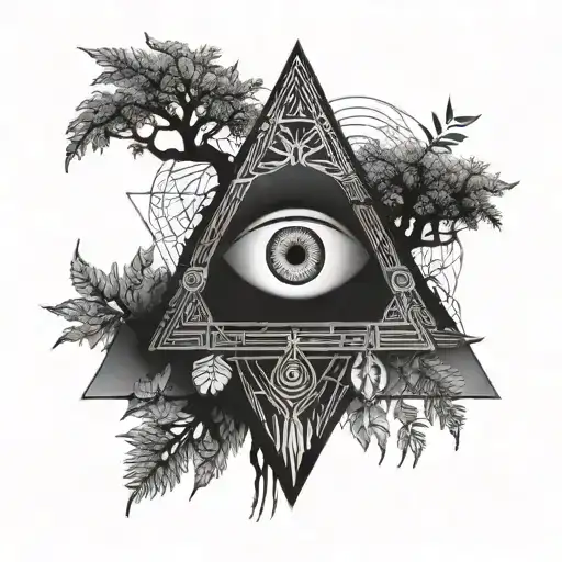 Small-ish Tattoo Including An Eye And A Tree