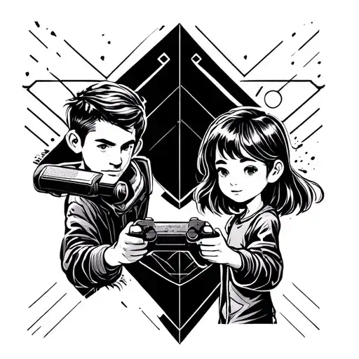 Father And Daughter Playing Video Games Battling