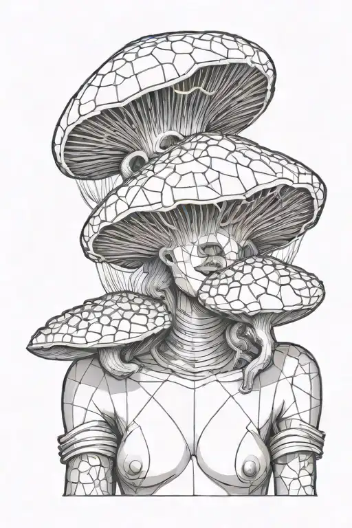 Female Body With A Mushroom Bust Sculpture