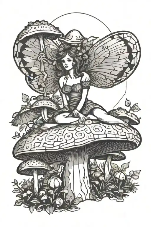 Fairy Lying On A Mushroom