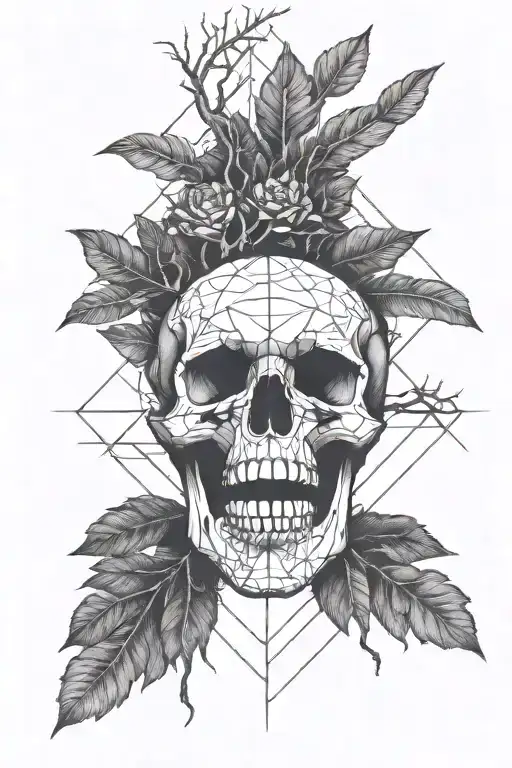 Skull With Tree Growing Out The Side Of It