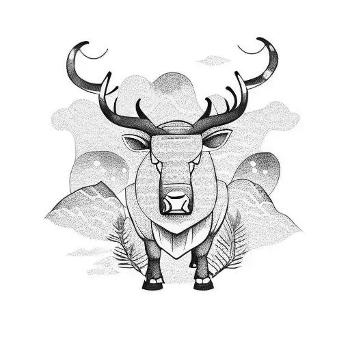 An Ox Surrounded By Lush Forest Scenery