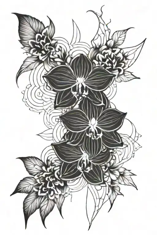 Black Orchid With Mandalas