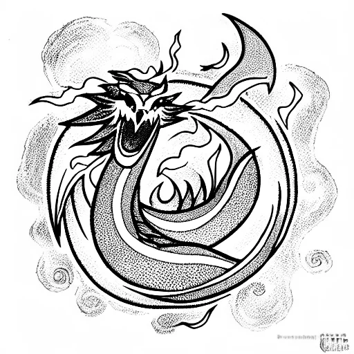 Dragon Surrounded By Fire And Thunders