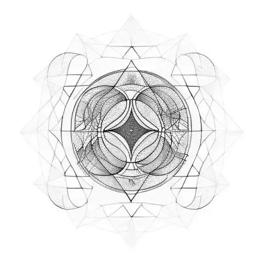 Dove In The Middle Of Geometric Abstract Circles And Triangles