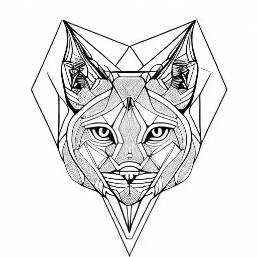 Lynx Lines Triangle Head Logo Animal Black