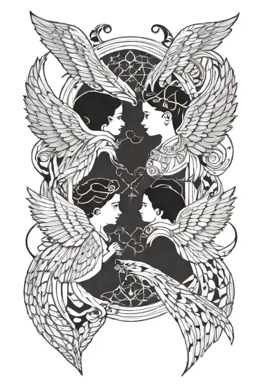 Twin Baby Girls Named Deniz And Mila With Angel Wings