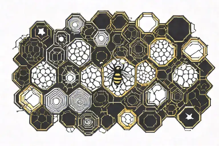 Honeycomb With Bee Dot Lines