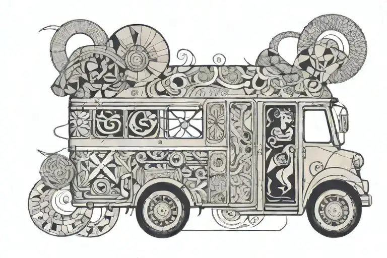 Aries Zodiac And A Bus Connected
