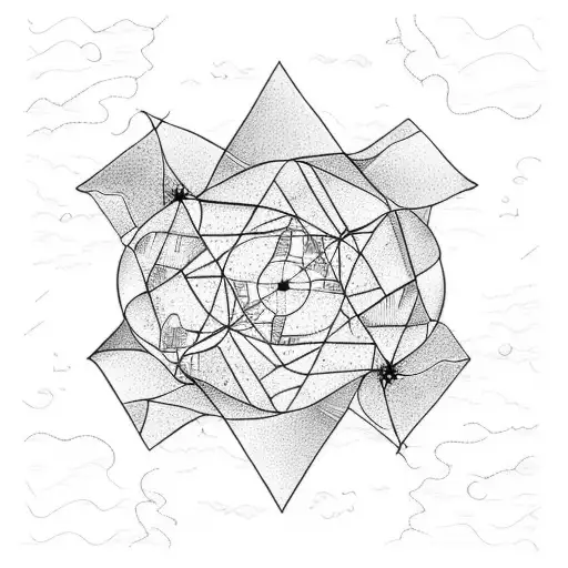 Abstract Representation Of The Water Cycle With Molecules And Nature Elements