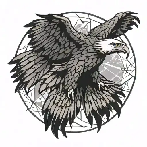 Eagle Flying With Sun Rising Over Its Wing