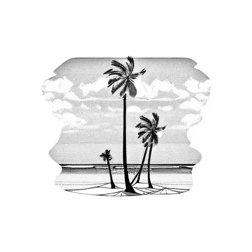 Palm Tree Beach Scene Back Of Leg