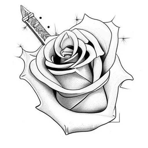 Sword Piercing Through Roses