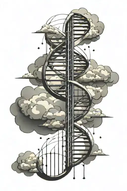 Dna Helix And Clouds Forming