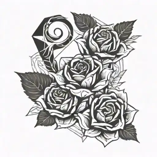 Scorpio And Virgo Combined Sketch With A Detailed Rose In The Distance