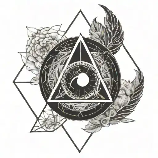 Thin Line Tattoo Spiritual Development Triangle Yin Yang