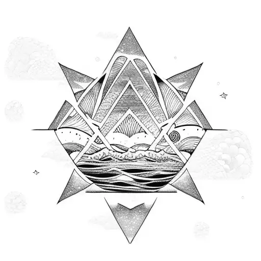 Ocean Wave Sunset Stars Surf Triangle