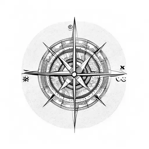 Circular Abstract Geometric Figure Resembling A Compass In Viking Style