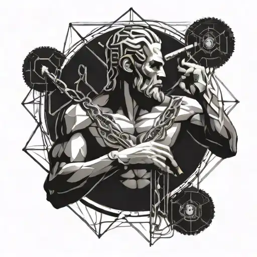 Prometheus With Chain Giving Fire To Human Brain