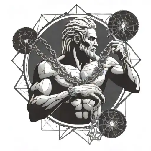 Prometheus With Chain Giving Fire To Human Brain